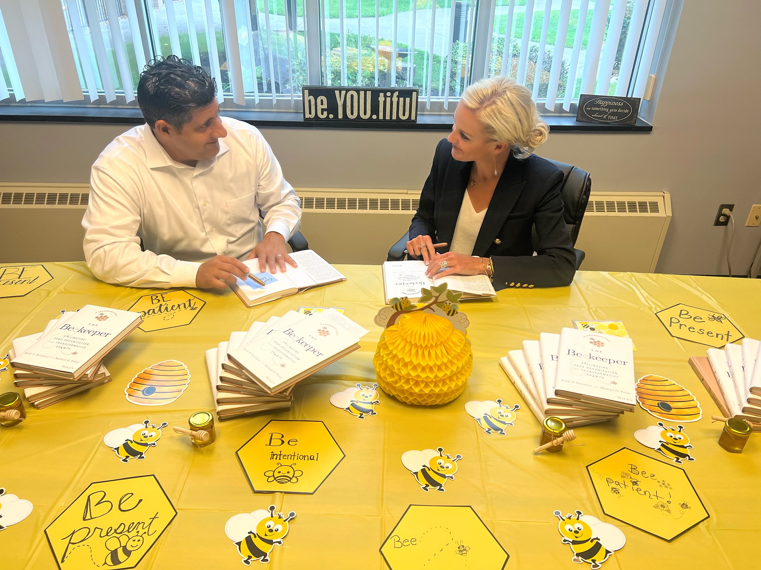 Michael book signing bee table